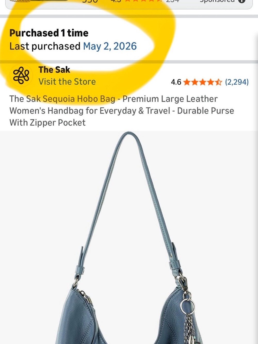 BNNT: The Sak “Sequoia” Blue/Grey All-Leather Hobo Bag with Charm Accent - Picture 13 of 14